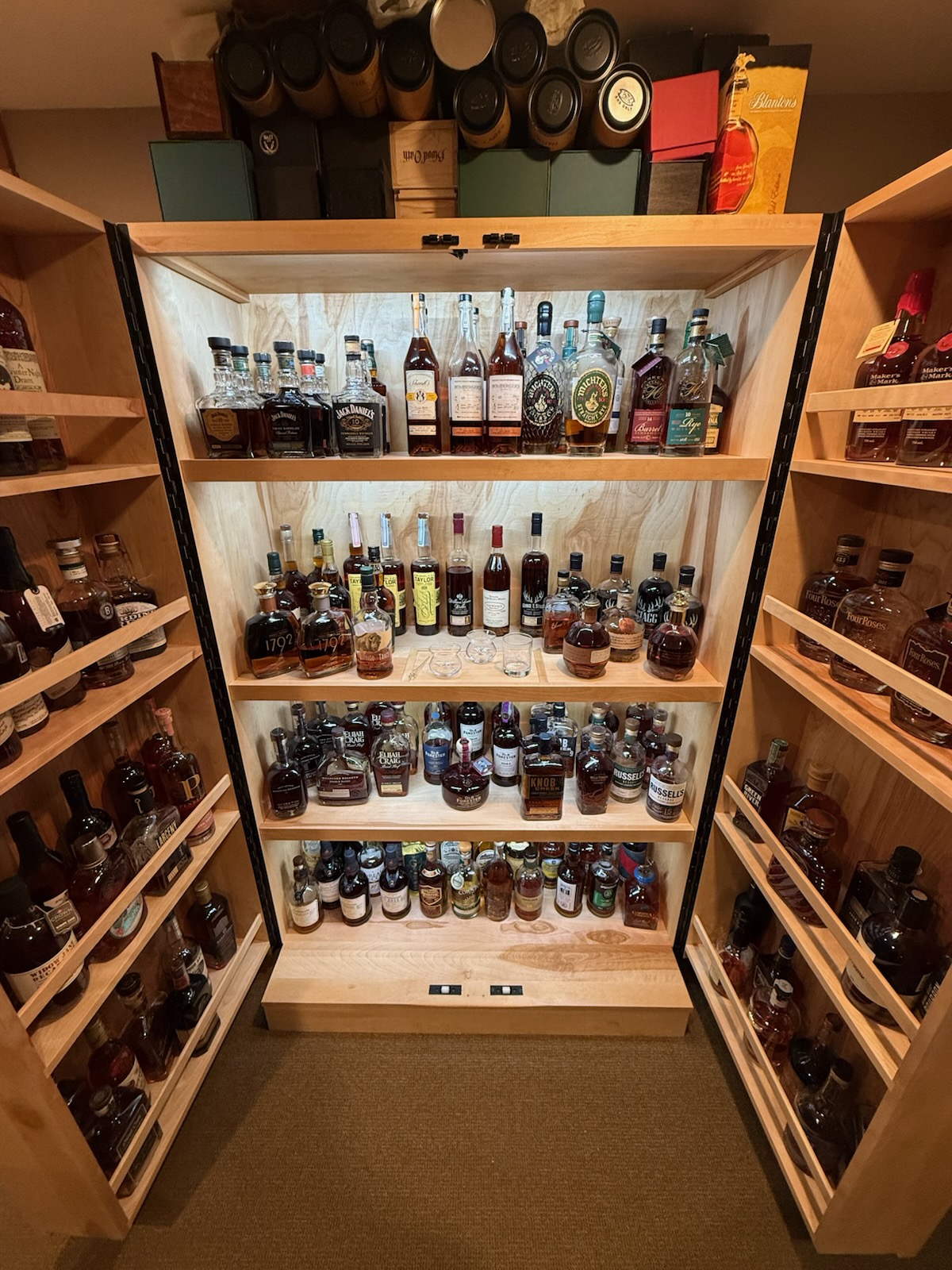 Birch Whiskey Cabinet with Backlit Shelving